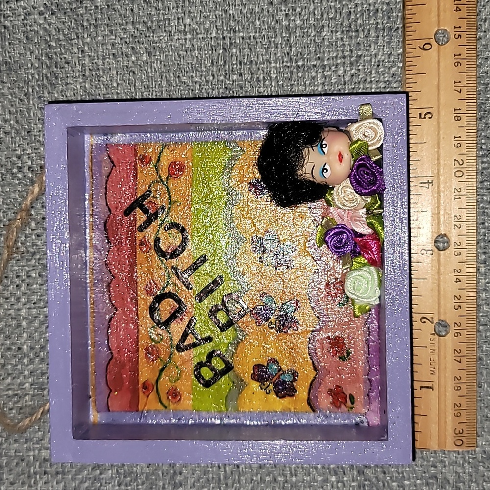 Sarcastic Snarky Home Decor with Doll Head & Ribbon Florals. 5x5" - Picture 2 of 5